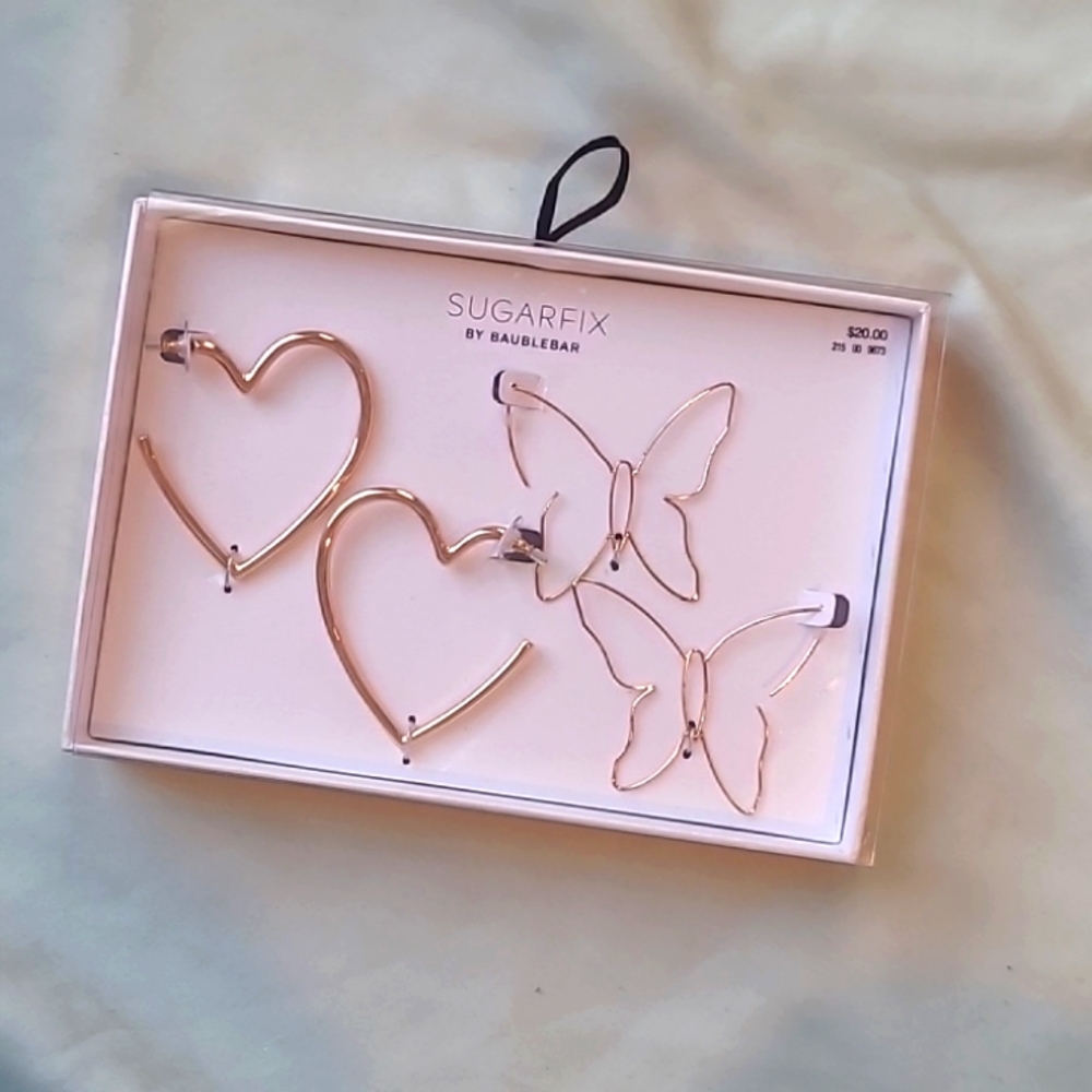 SUGARFIX by baublebear heart + butterfly earrings set NWT [1110]
